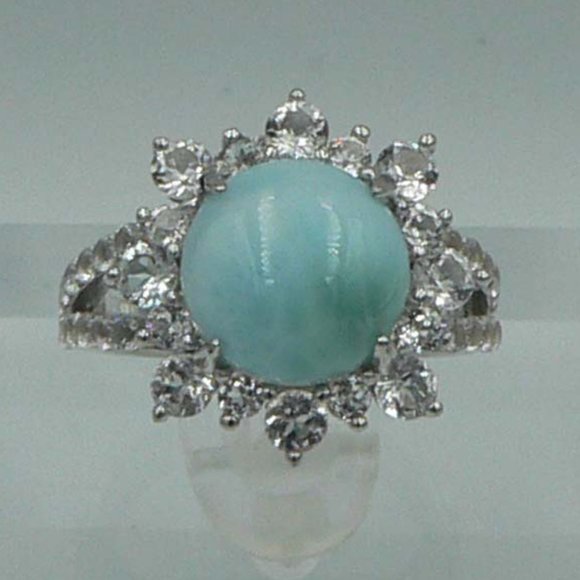 Jewelry - Sz 5 Genuine Larimar (Rnd 4.15 ct) Ring NWOT